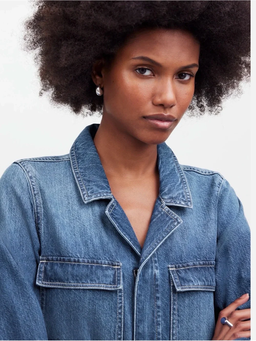 Madewell Blue Denim Utility Jumpsuit